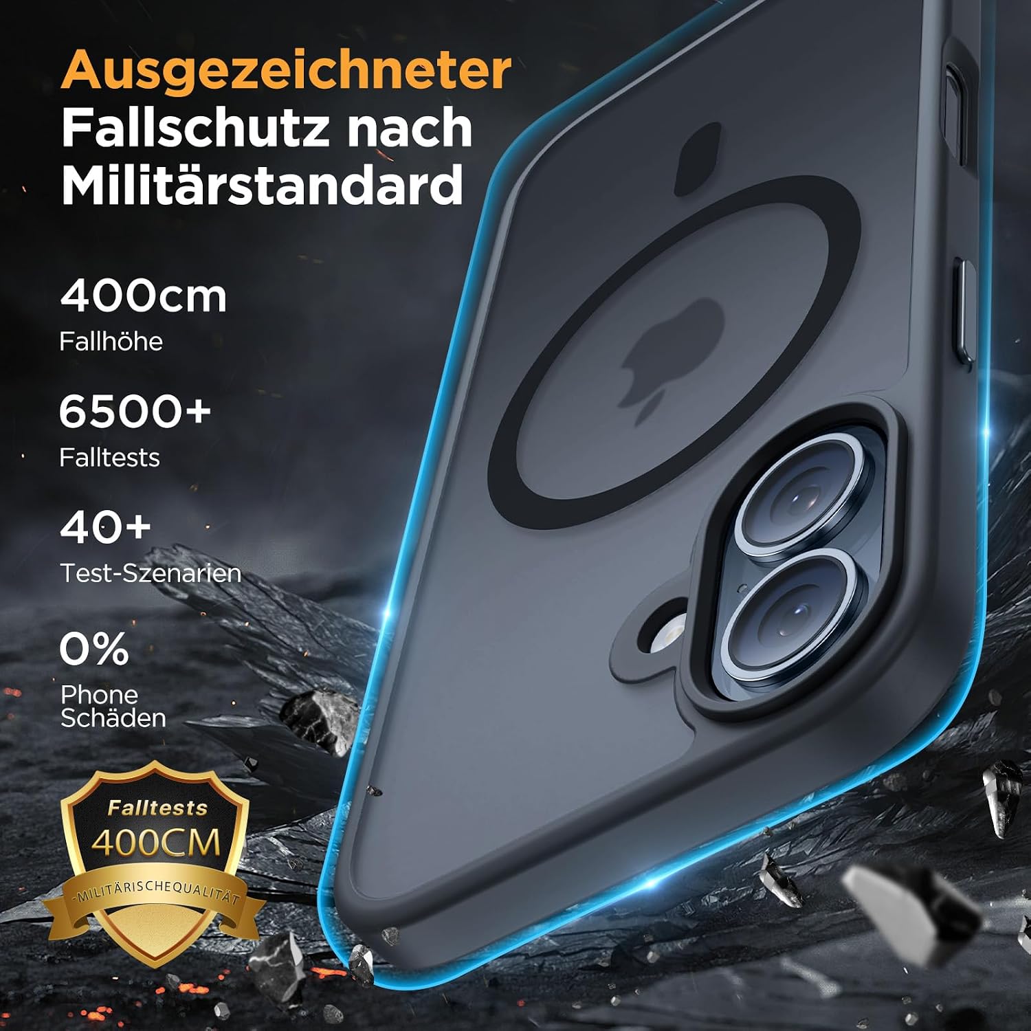 Miracase für iPhone 17 Hülle mit Magsafe TOP MIL, Schwarz - Analyse des détails et conception