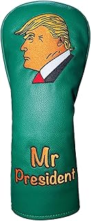 Mr. President Golf Headcover - Durable PU, White/Green