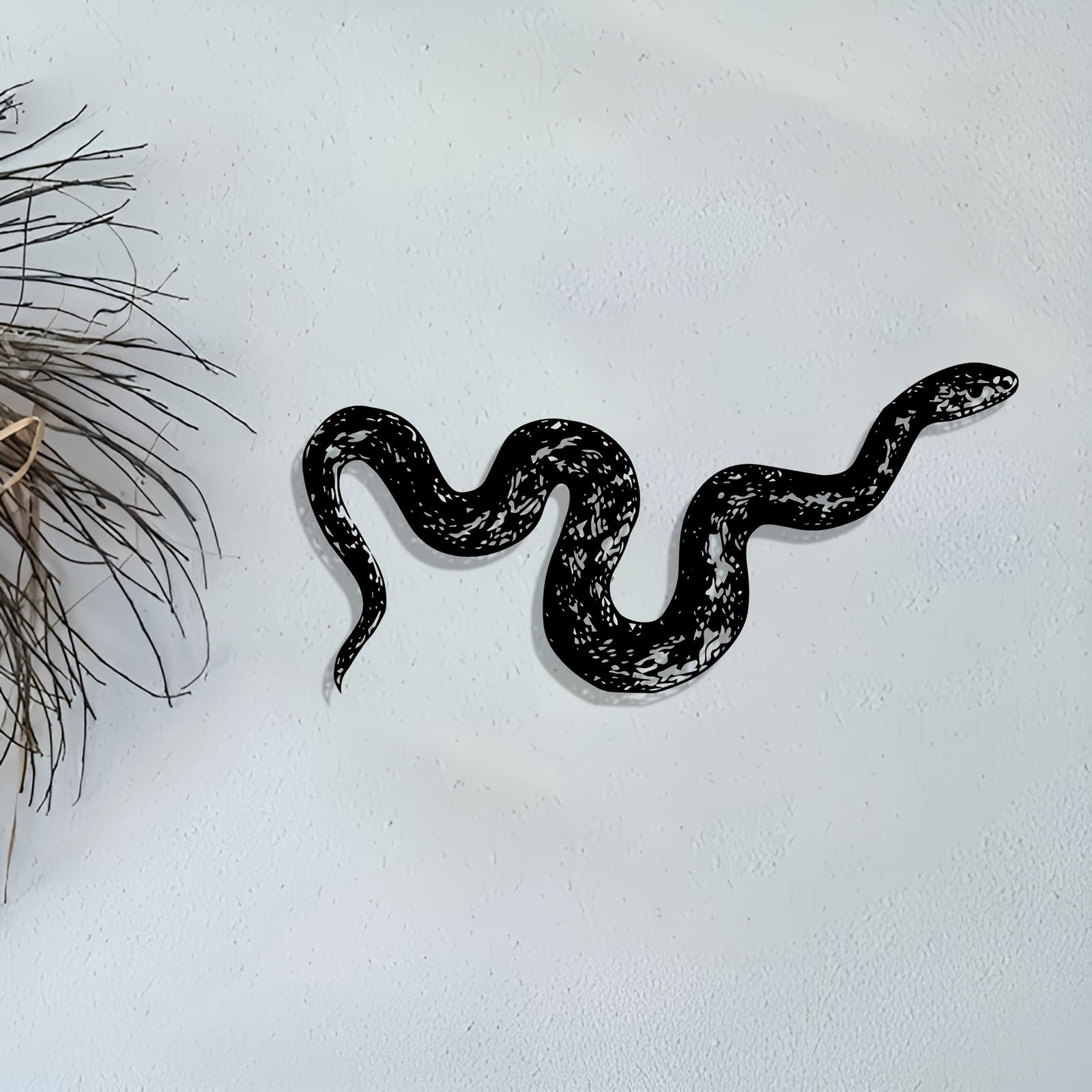 Decoración de pared abstracta contemporánea de metal con diseño de serpiente: mural moderno para interiores/exteriores, sala de estar, jardín o patio. Ideal para amantes de la vida silvestre y re