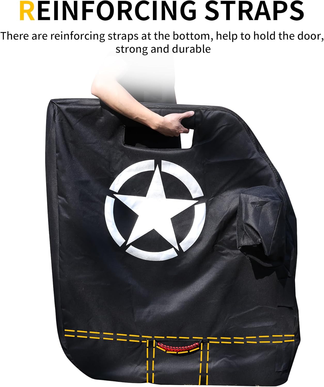 Door Storage Bags Compatible with 1976-2026 Jeep Wrangler YJ TJ JK JL 4XE Gladiator JT Accessories Car Doors Storage Cover with Hangers Design, Hinges Cut, Mirror Organizer Bag, Handles, 4 Pack