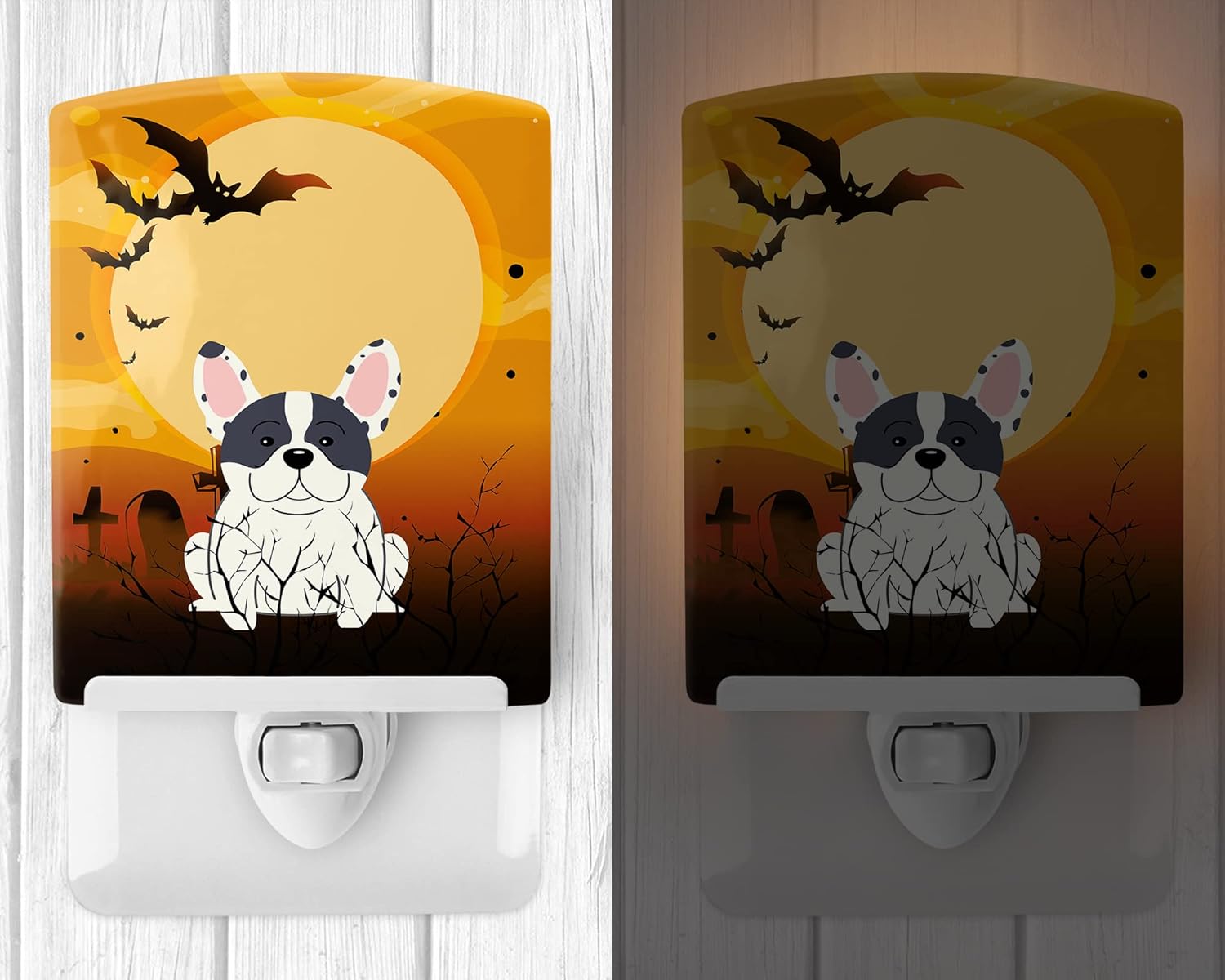 Caroline 's TreasuresハロウィンフレンチブルドッグPiebaldセラミックナイトライト、6 x 4インチ