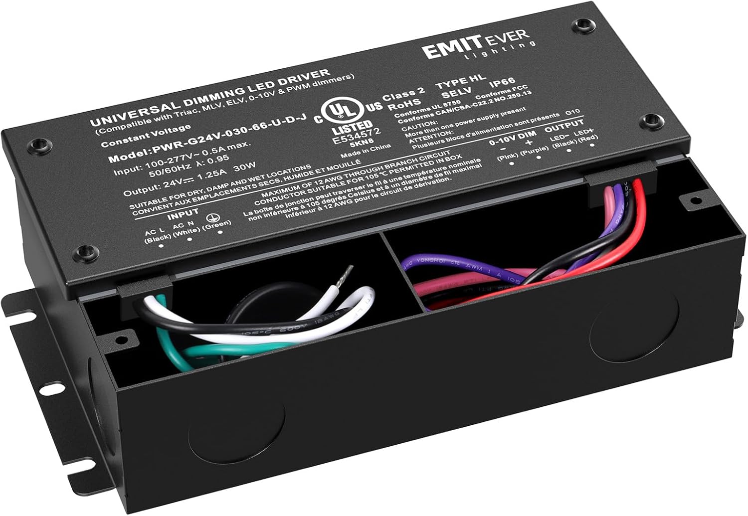 EMITEVER 30W Dimmable LED Driver, 24V Triac Dimmable Power Supply, AC to DC Transformer for LED Light, Compatible with Lutron and Leviton Dimmer, Waterproof IP67 and UL Listed, Class 2 - Image 9