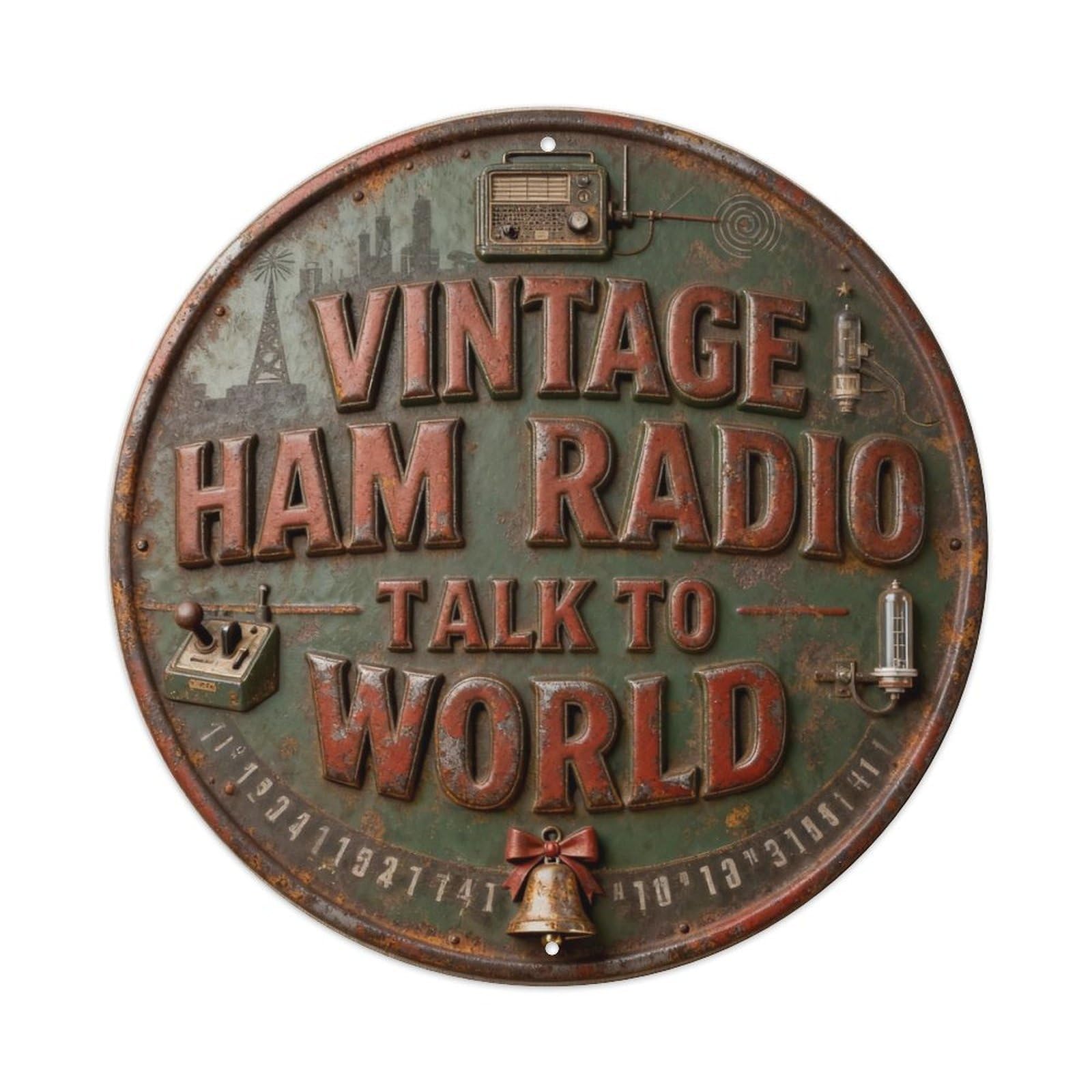VINTAGE HAM RADIO TALK TO WORLD Metal Tin Sign Plaque