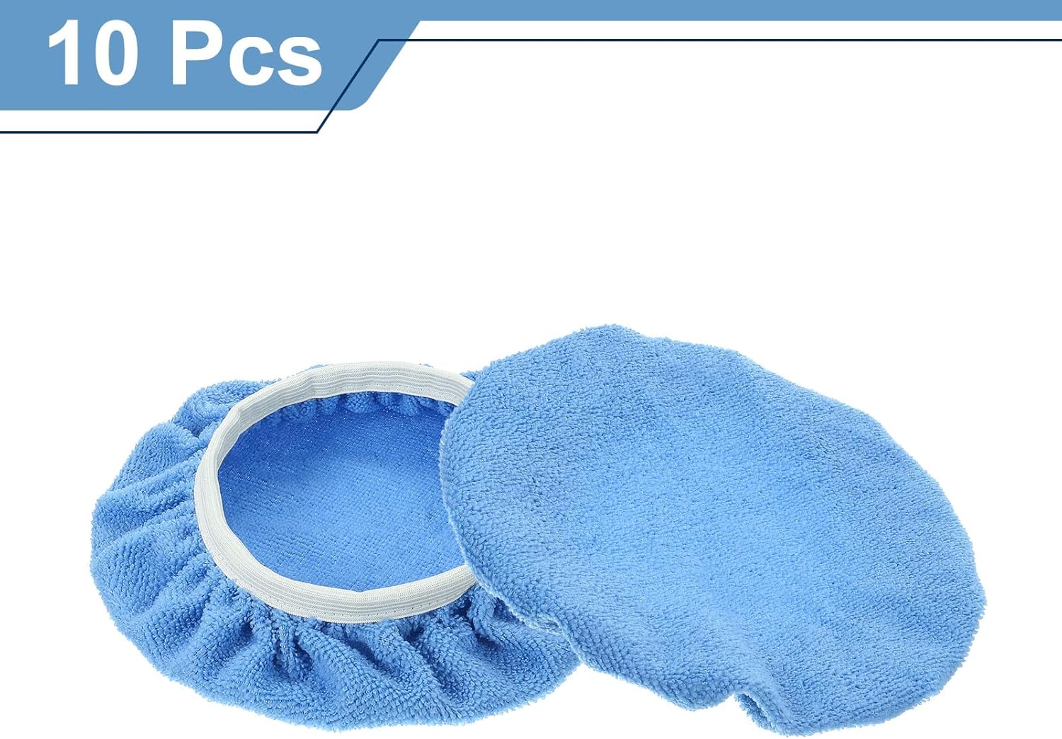 HARFINGTON 10pcs Car Polisher Bonnet Buffing Pad Micro-Fiber Polishing Buffing Pad Cover for 9"-10" Car Buffer Bonnets Polisher, Light Blue