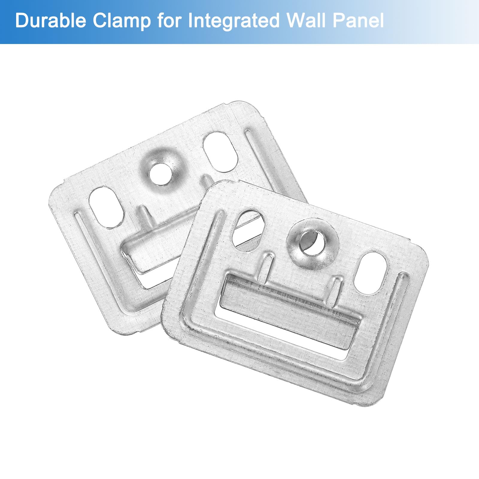 QUARKZMAN 150Pcs 43mmx32mmx0.4mm Hebilla para Paneles de Pared, Grapas Integradas de Acero Al Carbono Zincado, Abrazaderas de Fijación para Muebles, Grapas de Montaje en Pared, Plateado