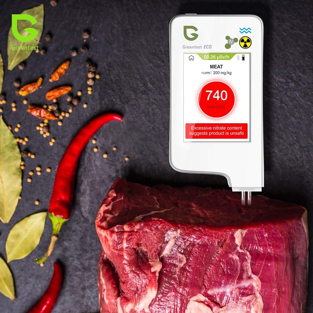 Cyfrowy tester Greentest ECO 6 do określania stężenia azotanów w owocach, warzywach i mięsie, pomiaru promieniowania i pomiaru jakości wody TDS