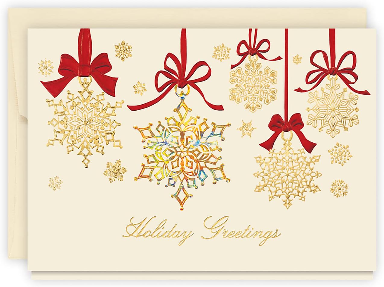 The Gallery Collection, 25 Count Card Pack, Christmas Cards with Foil Lined Envelopes (Snowflake Sparkle), For Business or Consumer