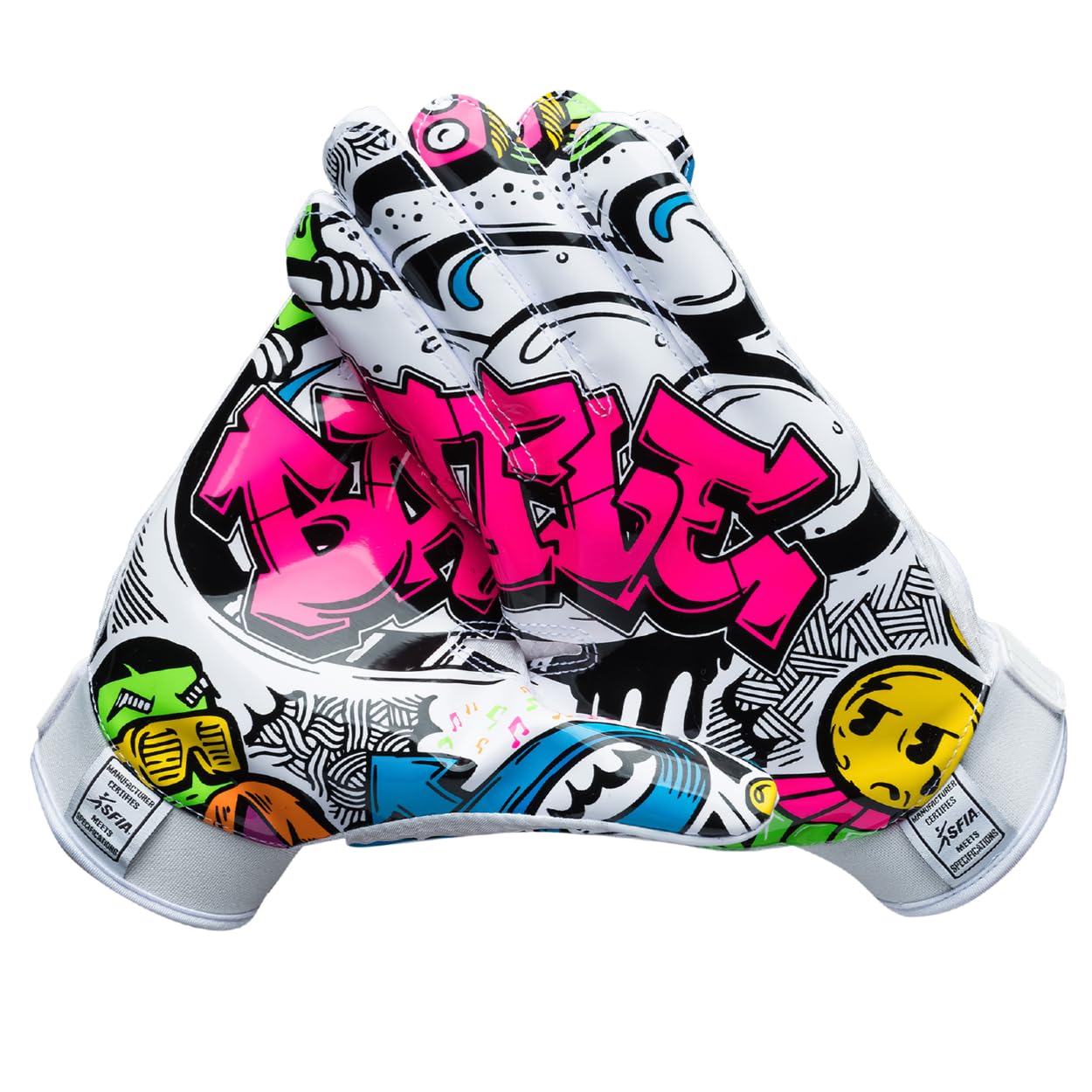 Battle - Guantes de fútbol de Gran Receptor Deportivo de Graffiti - Guantes de fútbol para Adultos y jóvenes - Guantes Ultra adherentes
