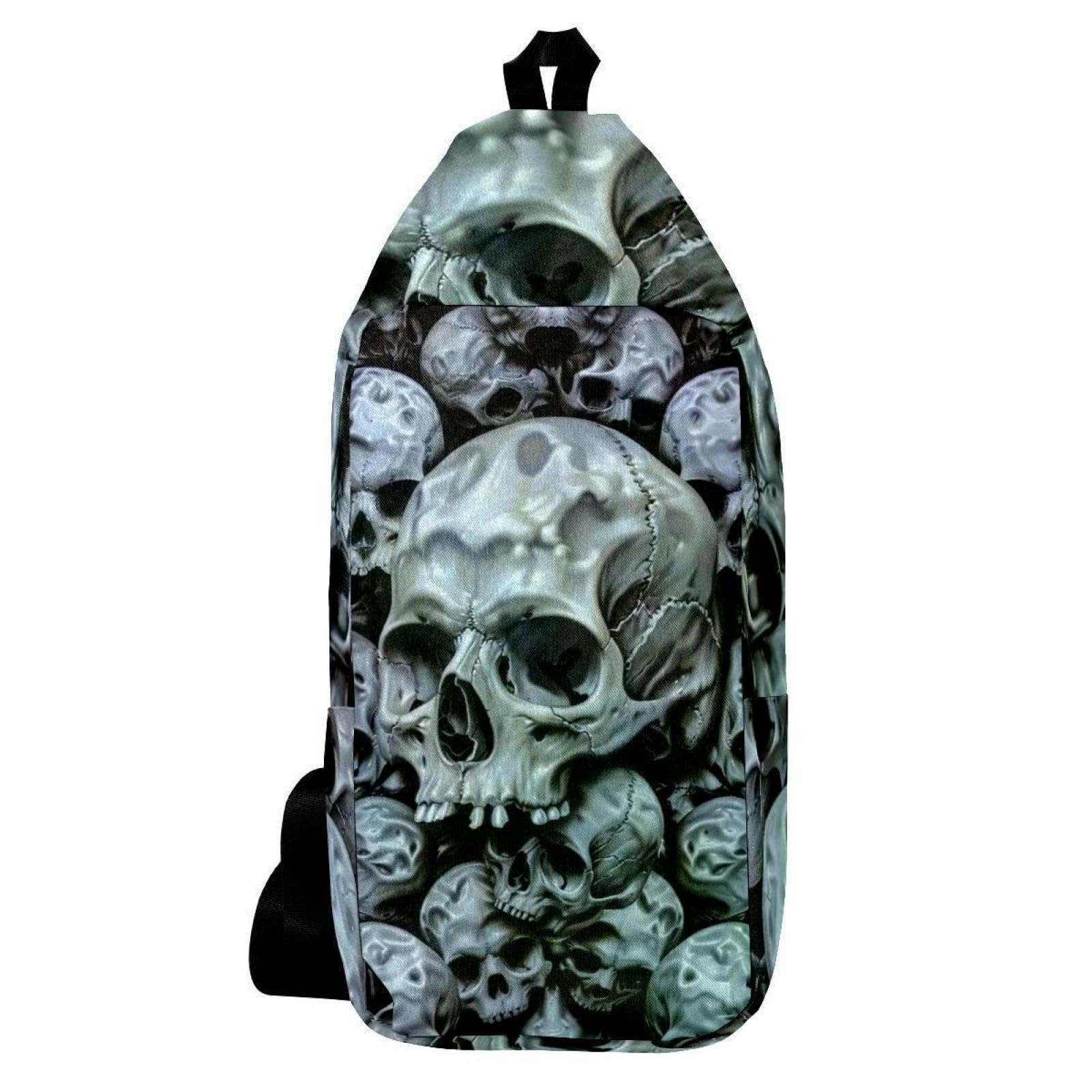 Sac à dos effrayant crânes humains multicolore compact 16cm - 6
