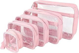 Llama Bella 5 Piece Diaper Bag Organizer Pouch Set, Clear with Straps and Pacifier Case -- Pink