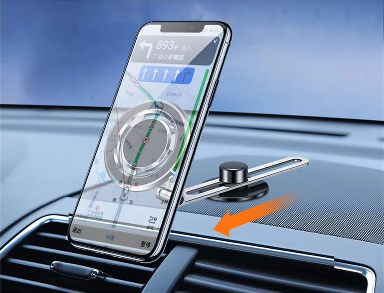 Per Tesla Per Model 3/Y/X/S Supporto Telefono Auto Invisibile Regolabile Magnetico Pieghevole Staffa Espansione Laterale Rotazione A 360 Gradi Porta Cellulare Auto(A Silver)