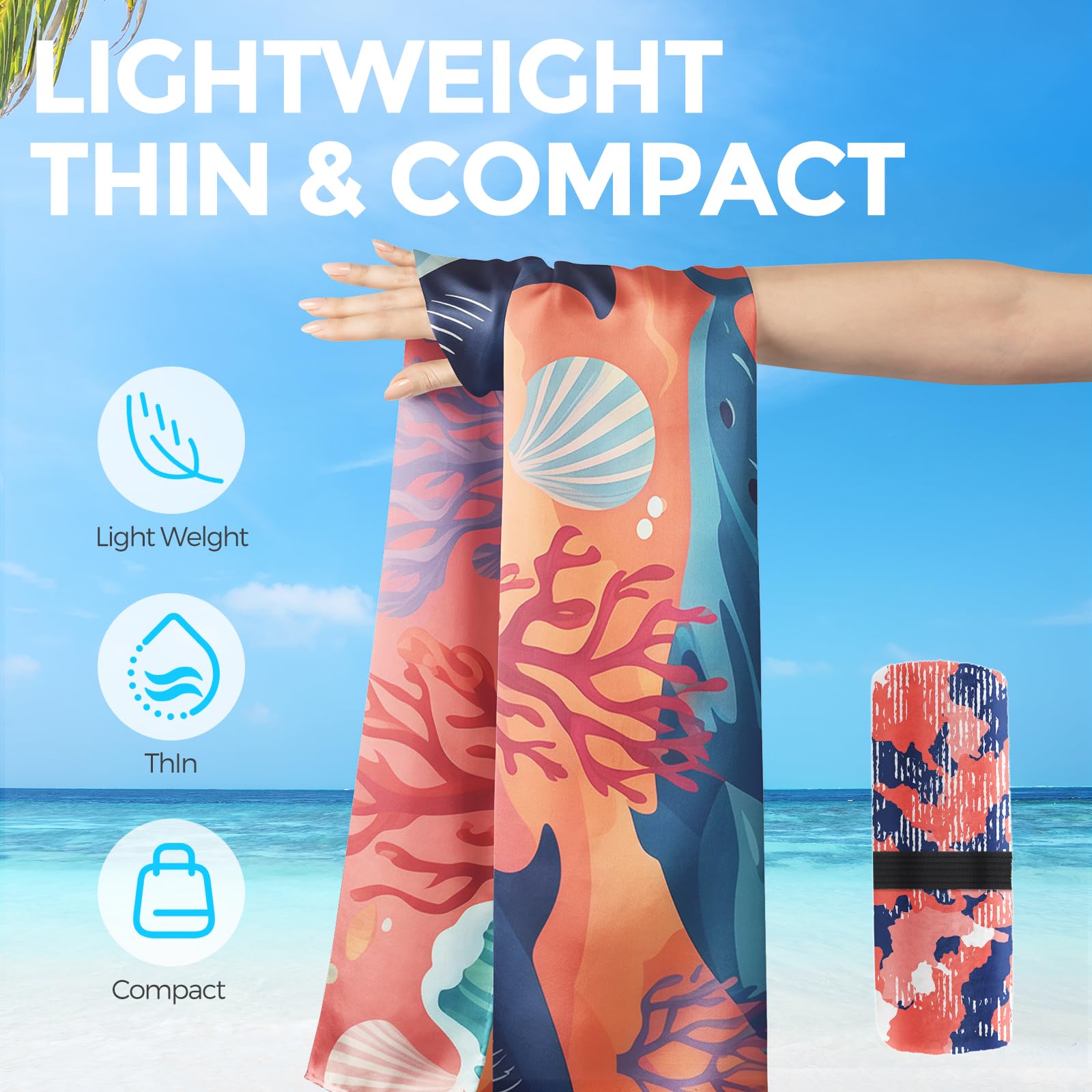 Lot De 2 Serviettes De Plage En Microfibre Pour Adultes - 180 X 95 Cm