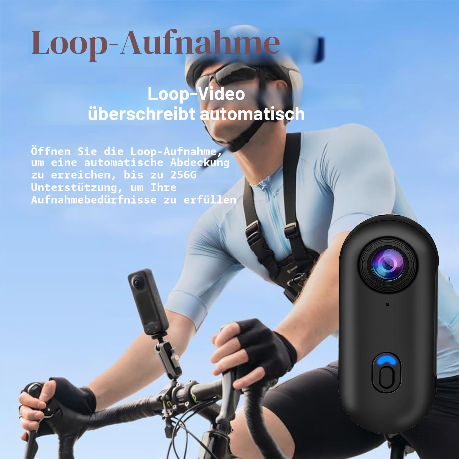 Mini Action Cam 4K,Tragbare Kamera mit 360° Drehbarem Clip und Magnetclip,Wasserdichter 4K-Körperkamera,Motorrad Kamera,Immersive Aufnahmen fürs Radfahren, Spazierengehen mit Tieren (B-schwarz)