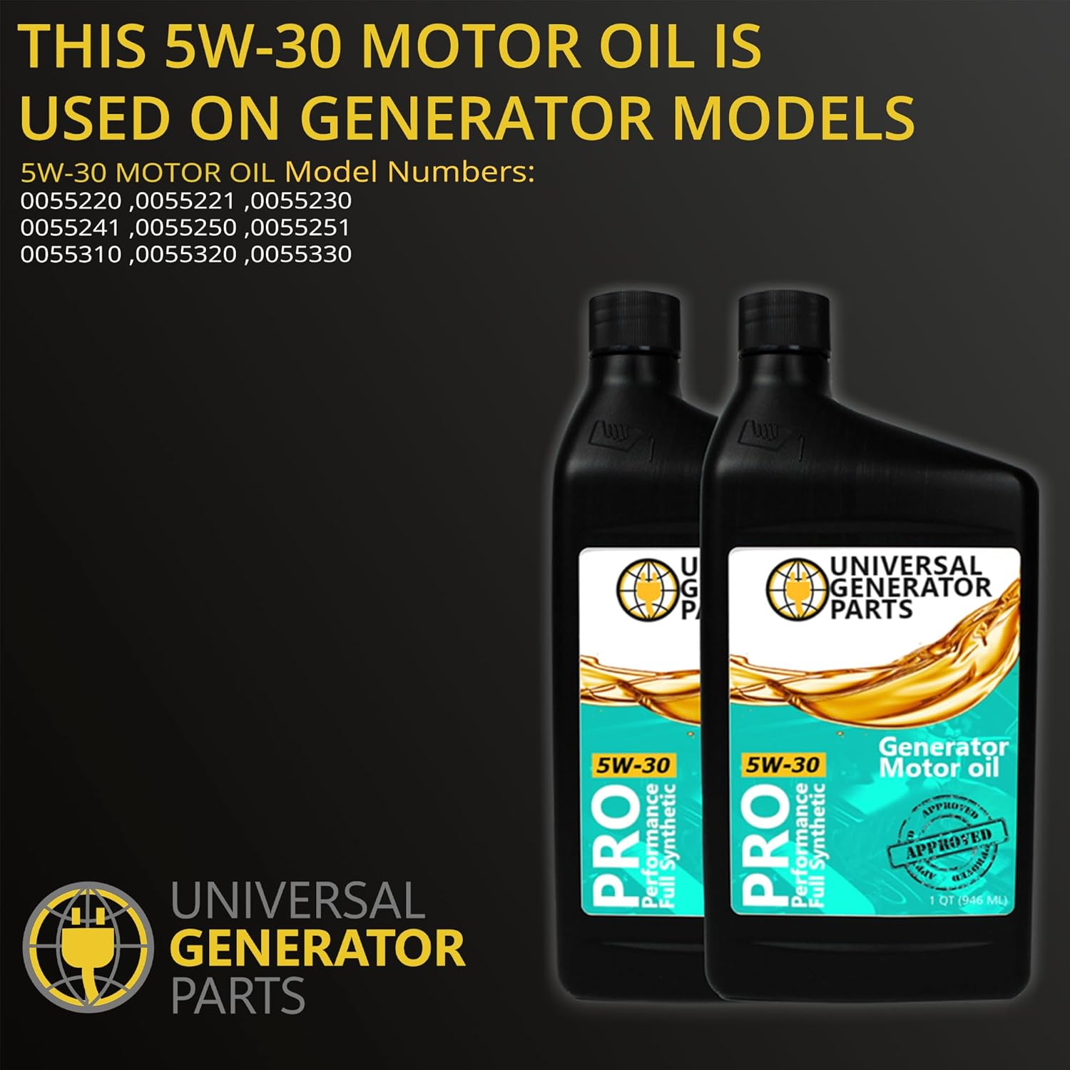 Universal Generator Part-5w-30 Full Synthetic Oil-12kw 18kw Generator Engine- Power Equipment Generators -Superior Lubrication-High-Performance Engine Protection (2 Quart Bottles)