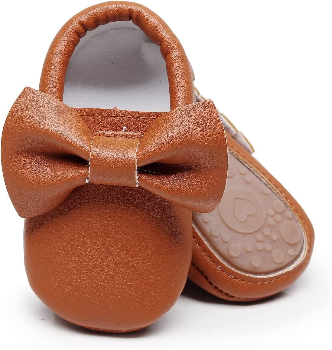 HONGTEYABaby Moccasins with Rubber Sole&Soft Sole - Flower Print PU Leather Tassel Bow Girls Ballet Dress Shoes for Toddler
