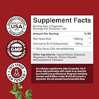 Vista 3 de Arroz de levadura roja con suplemento de CoQ10 - Fórmula avanzada para corazón saludable y niveles de colesterol saludable para hombres y mujeres
