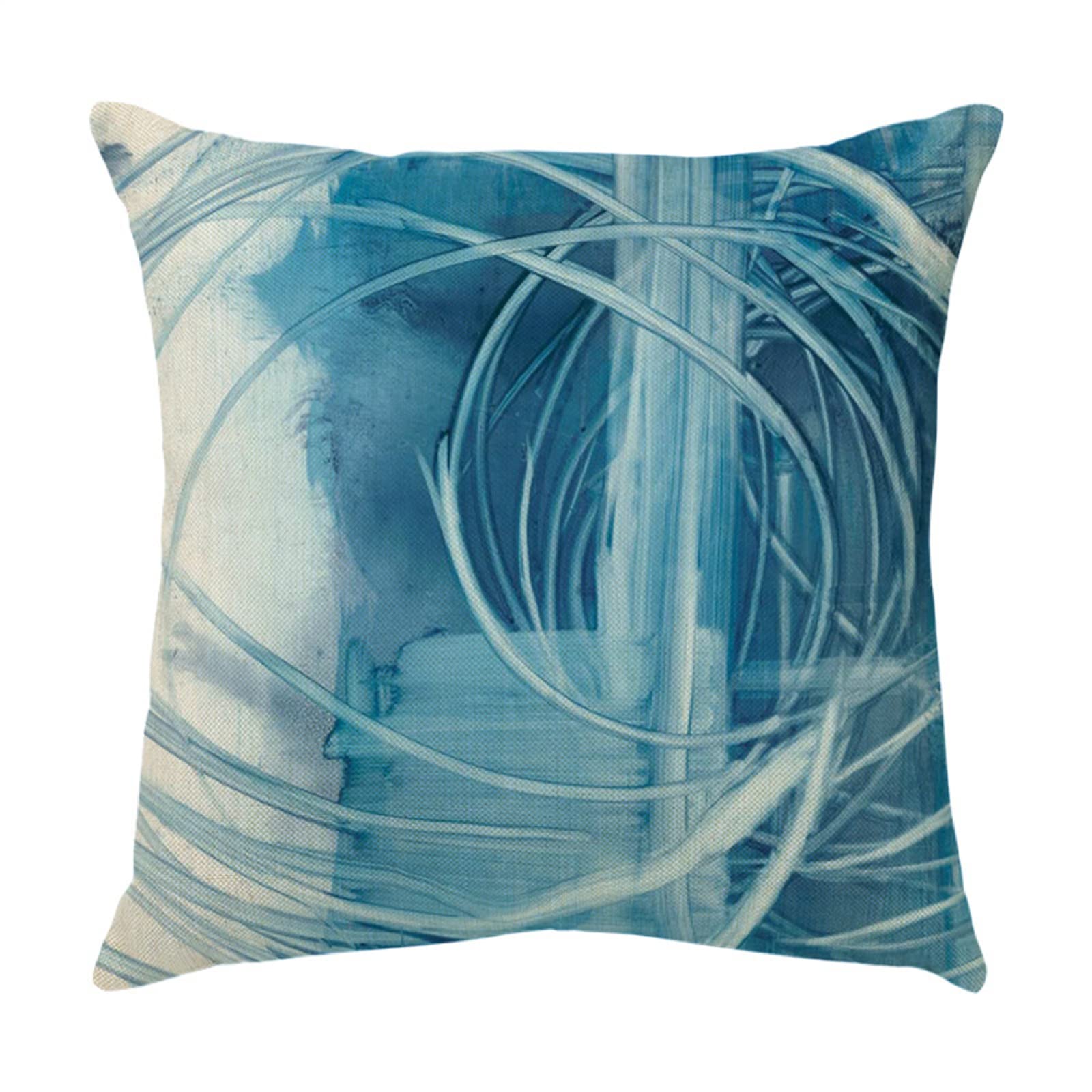 4 Piezas Funda de Almohada Rayas Azules Abstractas Fundas de Cojín Terciopelo Sencillo y Decorativo para Sofá Camas Dormitorio Coche Lino Cojines Throw Pillow Covers 80x80cm/32x32 Inch