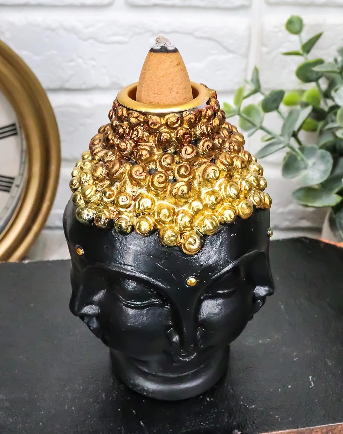 Ebros Gift Eastern Enlightenment Phra Phrom Four Faced Buddha with Ushnisha Head Backflow Incense Cone Burner Holder Figurine 4" High Buddhism Bodhisattva Feng Shui Zen