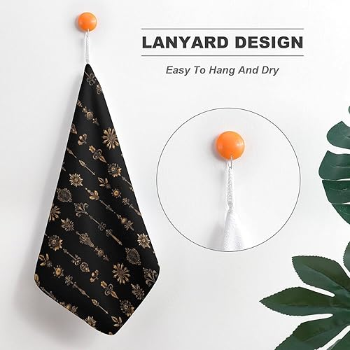 Miniatura 5 de Decorative Hand Towels for Bathroom - Retro Gold Texture Q Print Soft Absorbent Small Bath Hand Towels for Kitchen, Farmhouse, Spa, Hotel, Guest Tea