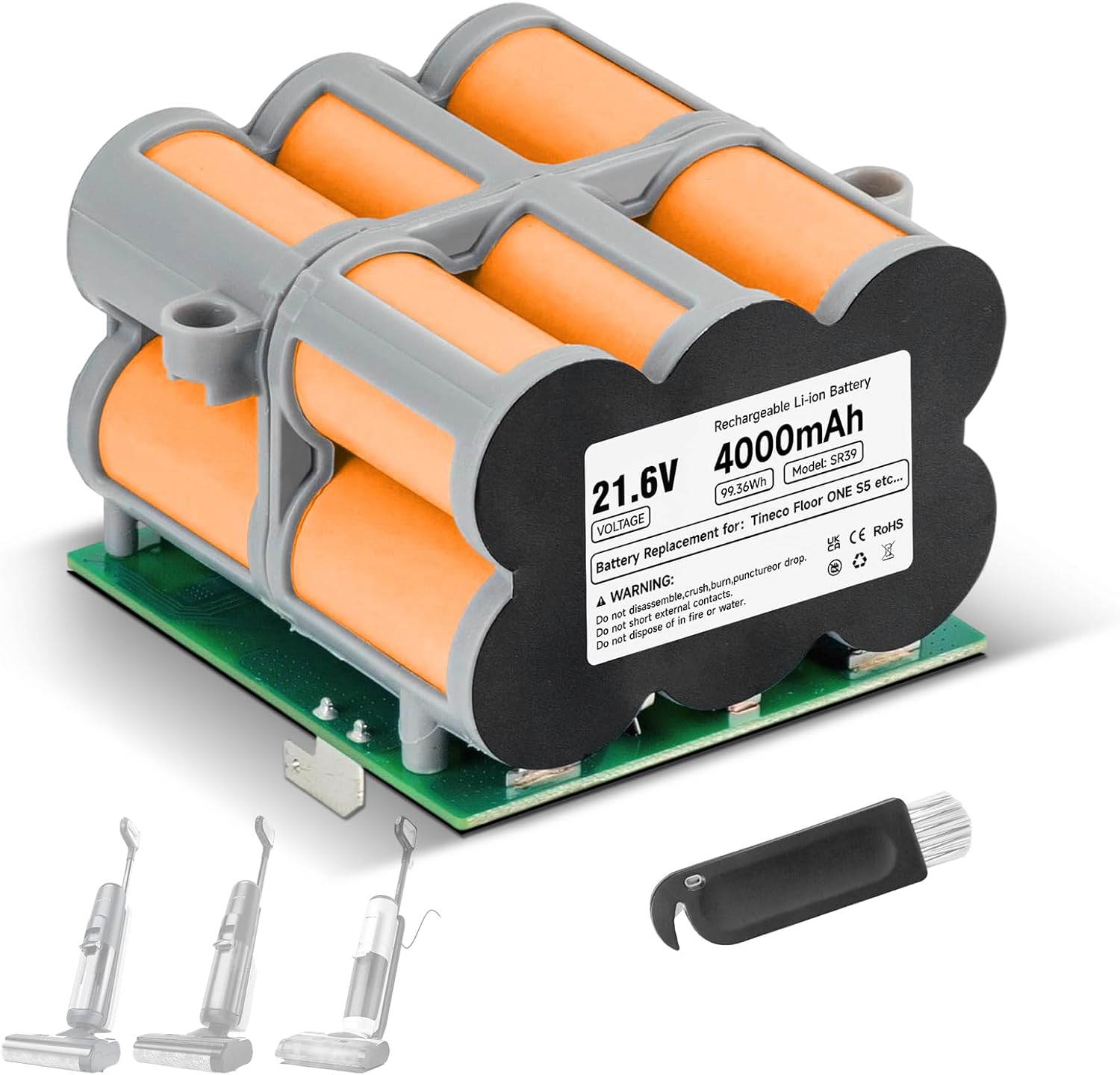 Replacement Battery for Tineco S5 PRO 2 & iFloor S5 Breeze & Floor ONE S5 Smart/Extreme/Steam/Blue Wet Dry Vacuum Cleaner, 21.6V