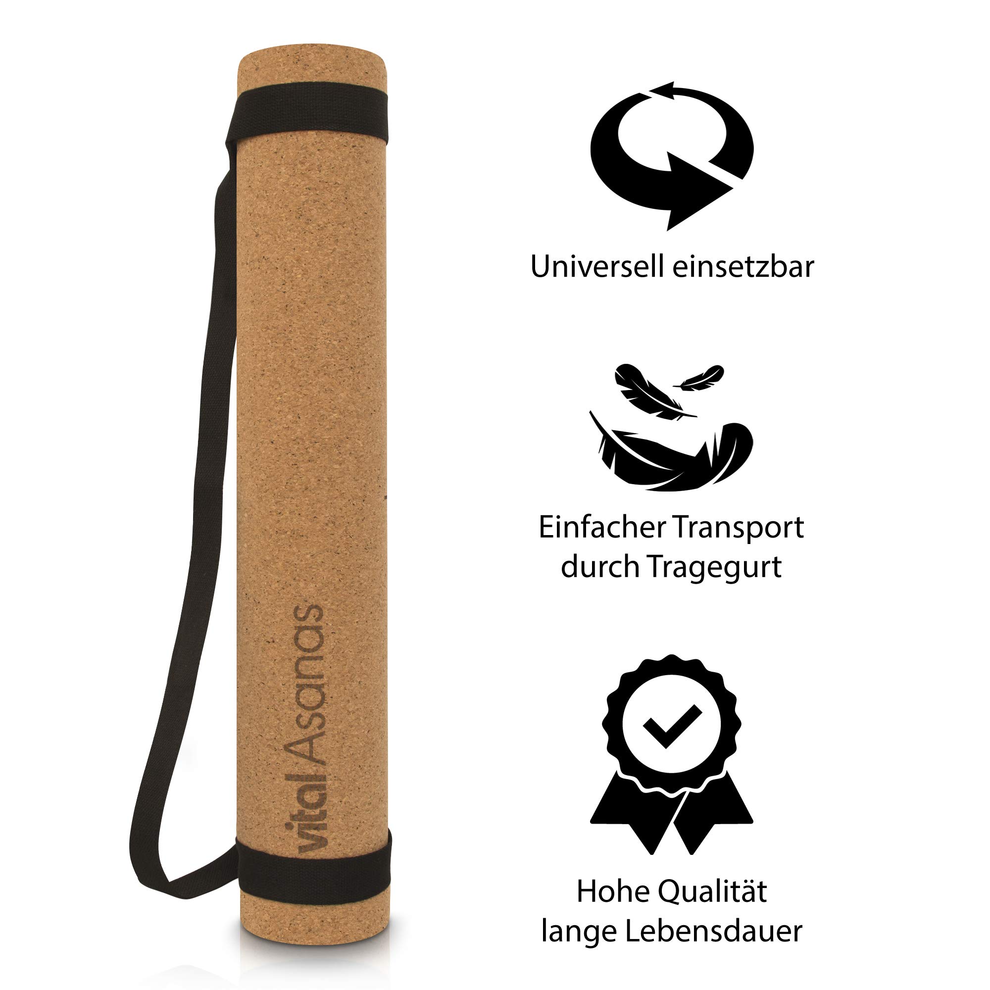 Personalisierte Premium Yogamatte Hochwertige rutschfeste Fitnessmatte mit praktischem Tragegurt - aus natürlichem Rohstoff, 100% Natur Kork - Gymnastikmatte für Yoga Pilates- mit Deiner Wunschgravur