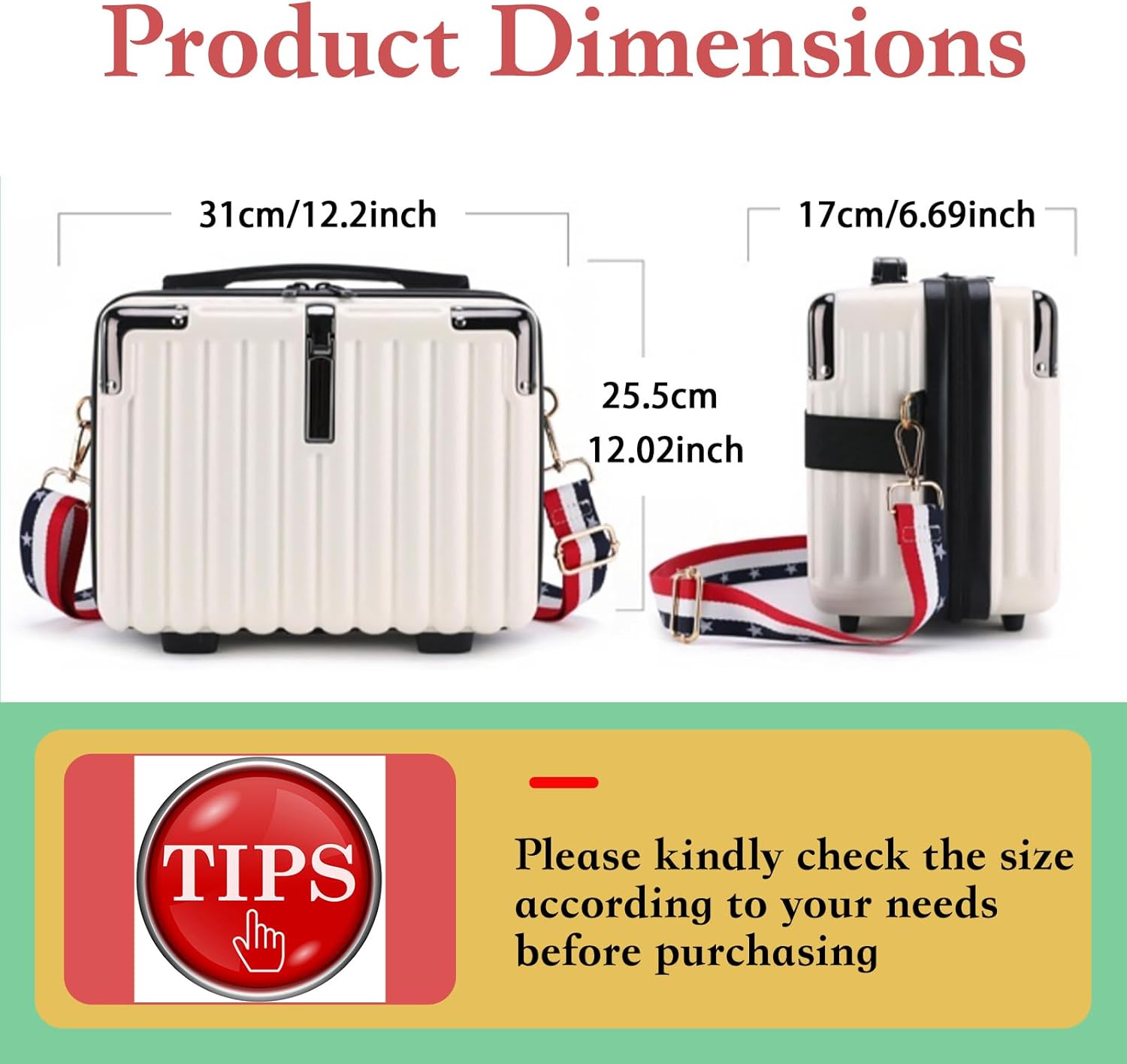 Mini Suitcase Hard Shell Makeup Case Stress-Resistant ABS Hard Makeup Travel Case Portable Hand Luggage with Shoulder Strap for Travel Camping Home Organizer Pink - Image 3