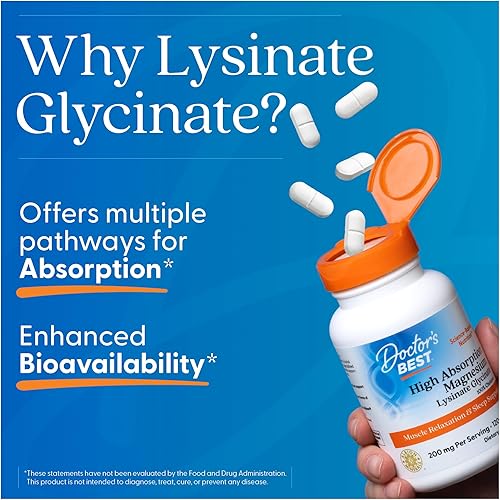 Miniatura 5 de Doctors Best Lisinato de glicinato de magnesio de alta absorción 100 quelado TRACCS no tamponado sin OMG vegano sin gluten ni soja 100 mg 120