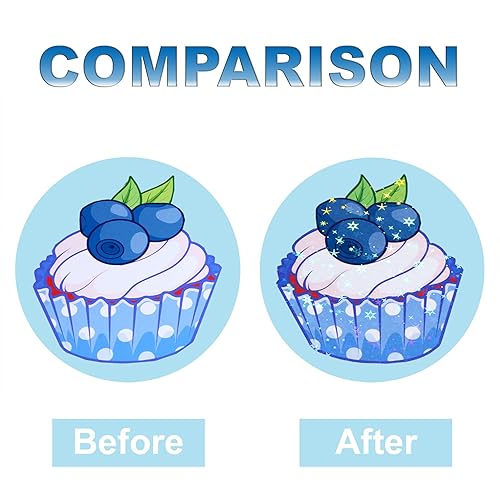 Miniatura 3 de Bleidruck Papel adhesivo holográfico de estrellas de 12 pulgadas x 20 pies, diseño de arco iris, autoadhesivo, impermeable, transparente, película