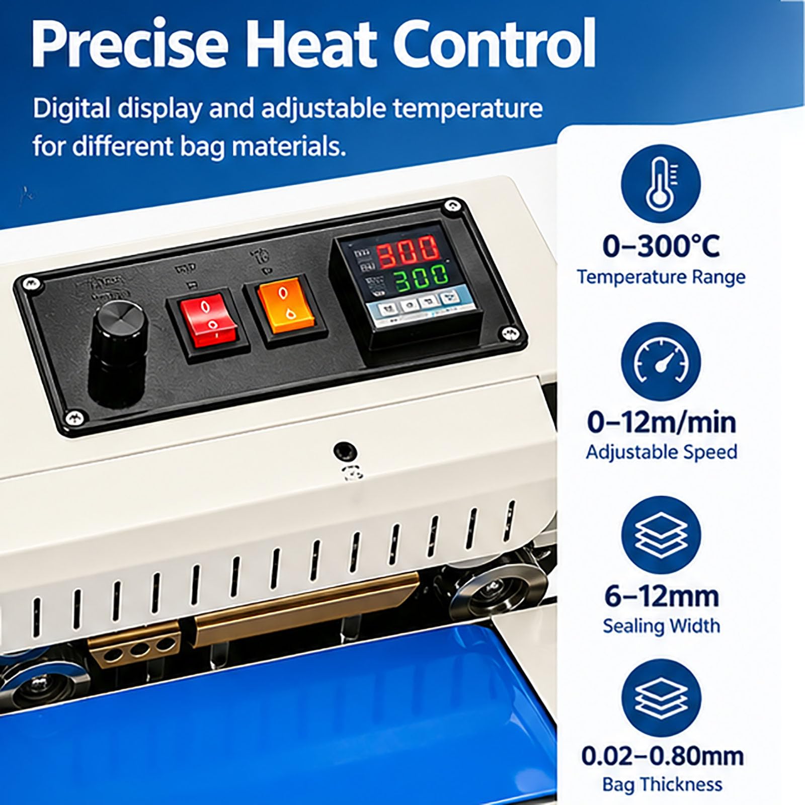 Scelleuse thermique commerciale, machine scellement sacs horizontale