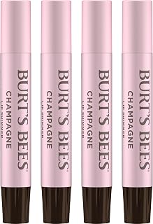 Burt's Bees Lip Shimmer Champagne 4-Pack: Natural Tinted Lip Balm for Shimmering, Hydrating Lips with Peppermint Refresh