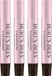 Burt's Bees Shimmer Lip Tint Set, Tinted Lip Balm Stick, Moisturizing for All Day Hydration with Natural Origin Glowy Pigmented Finish & Buildable Color, Champagne (4-Pack)