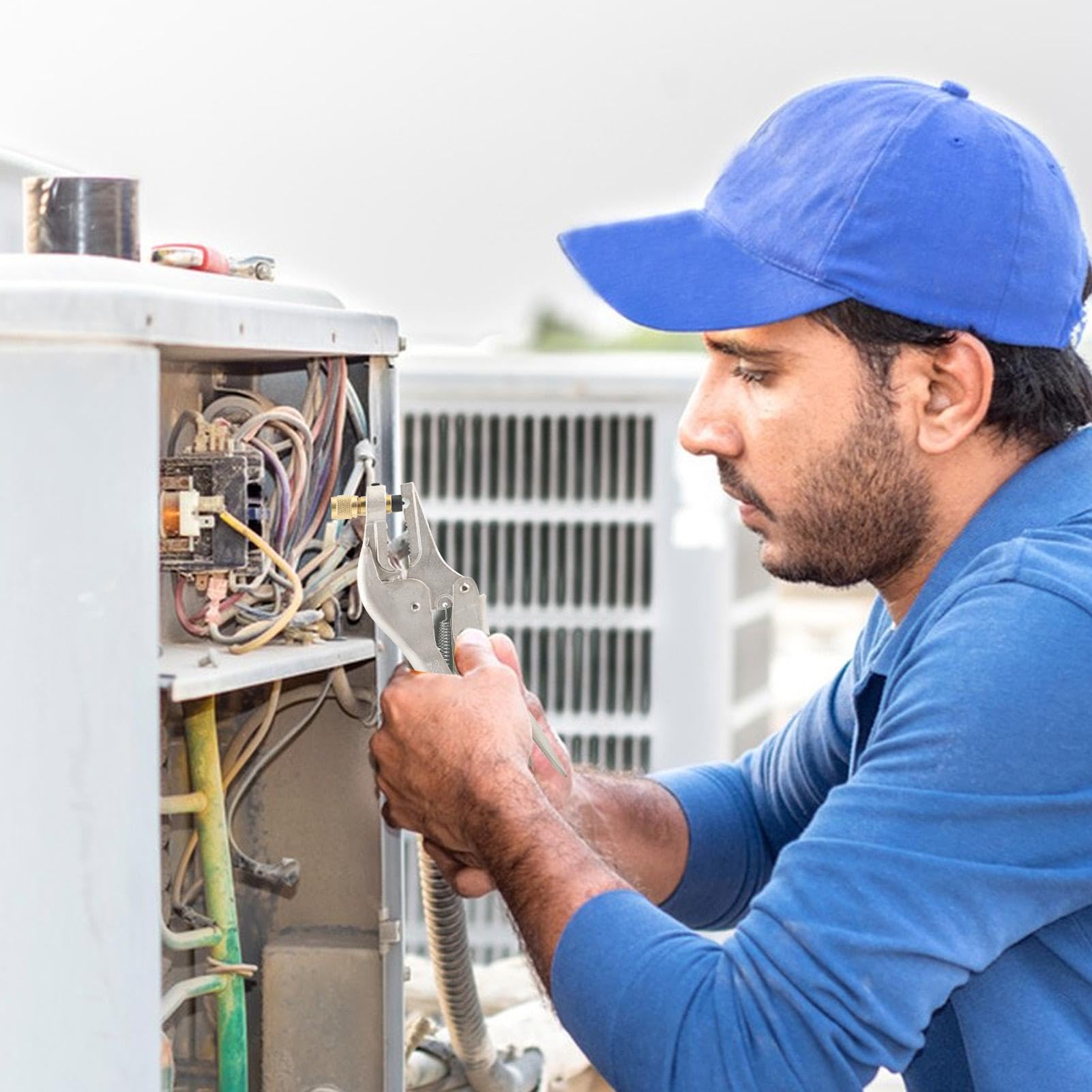 Pinze per perforazione HVAC - Strumenti di riparazione del condizionatore d'aria, strumento di perforazione per recupero del refrigerante | Pinze di bloccaggio del tubo del refrigerante per recup