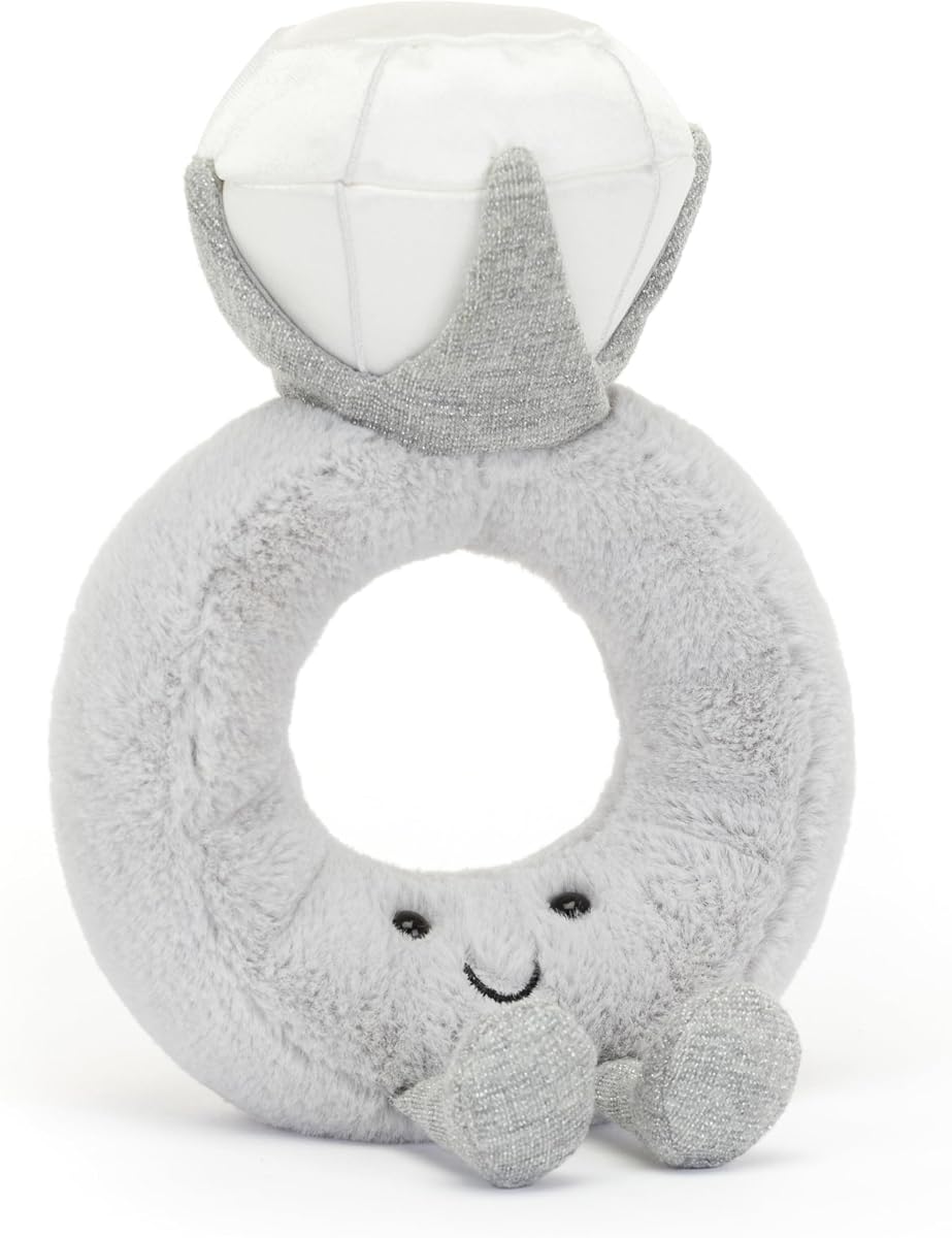 Amuseables Diamond Ring Stuffed Toy, 8 inches - Wedding Ring Plush - Engagement and Wedding Gift