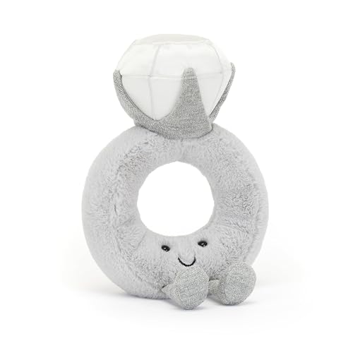 Jellycat Amuseables Diamond Ring Stuffed Toy, 8 inches - Wedding Ring Plush - Engagement and Wedding Gift