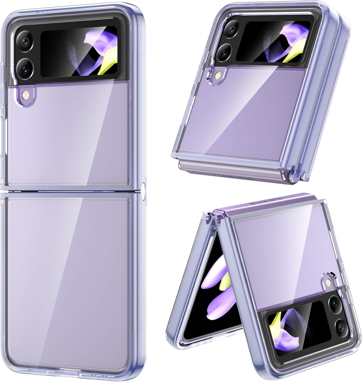 VEGO for Galaxy Z Flip 4 Case, Samsung Z Flip 4 Case Clear Premium Spray Paint Bumper Reinforced Corner Anti-Scratch Shockproof Cover Case for Samsung Galaxy Z Flip 4 5G 2022 Released - Clear Purple