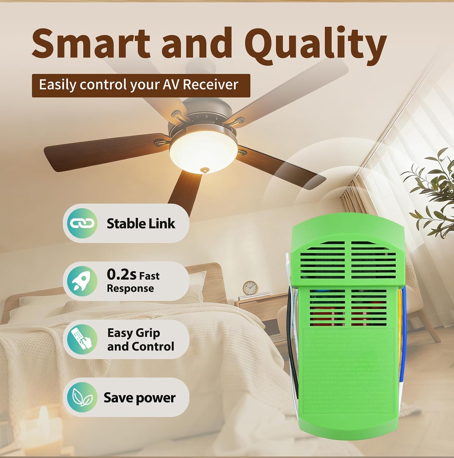 K243111000 Ceiling Fan Remote Control Receiver, Replacement for Hunter Ceiling Fan Remote Green 99106 99732 96110 1.9 Receiver