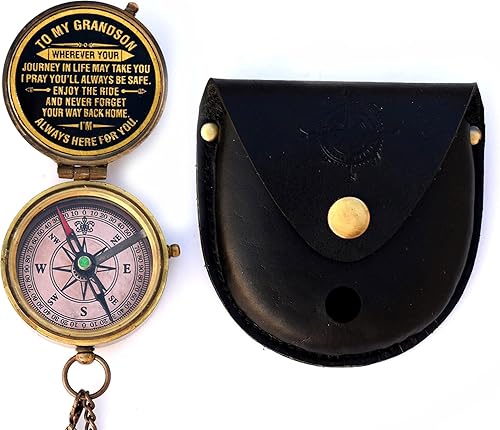 Miniatura 6 de Regalo para nieto brújula de latón con cita grabada | Regalo de memoria para cumpleaños de mi nieto, bautismo, graduación, confirmación, amor, idea