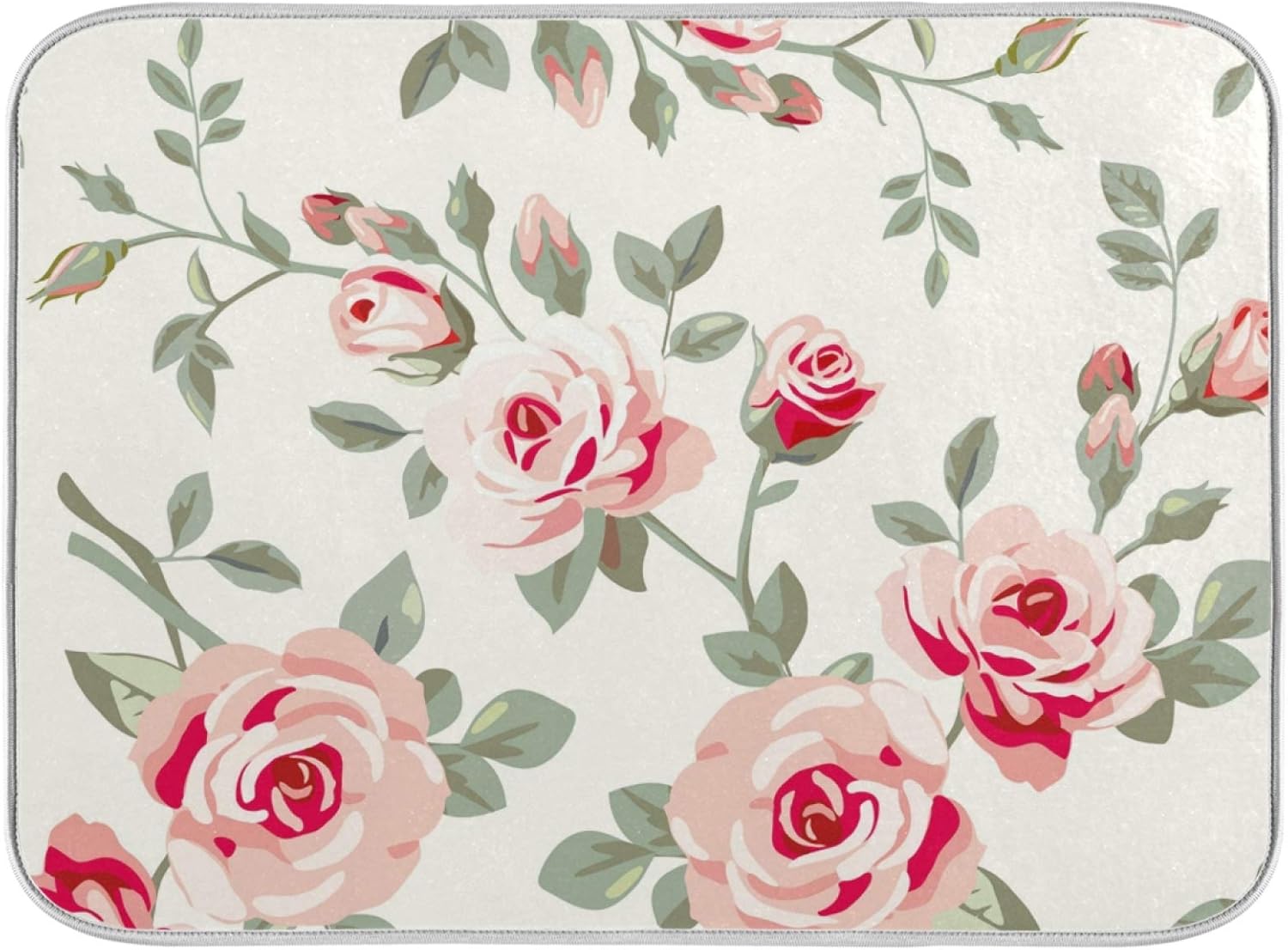 水切りマット 水切りシート キッチン 洗える 食器乾燥マット 営業 速乾吸水マット 抗菌 大判 断熱マット 軽量 花柄 おしゃれ 60cm 人気 お手入れ簡単 45 はながら ばら ドライングマット 薔薇