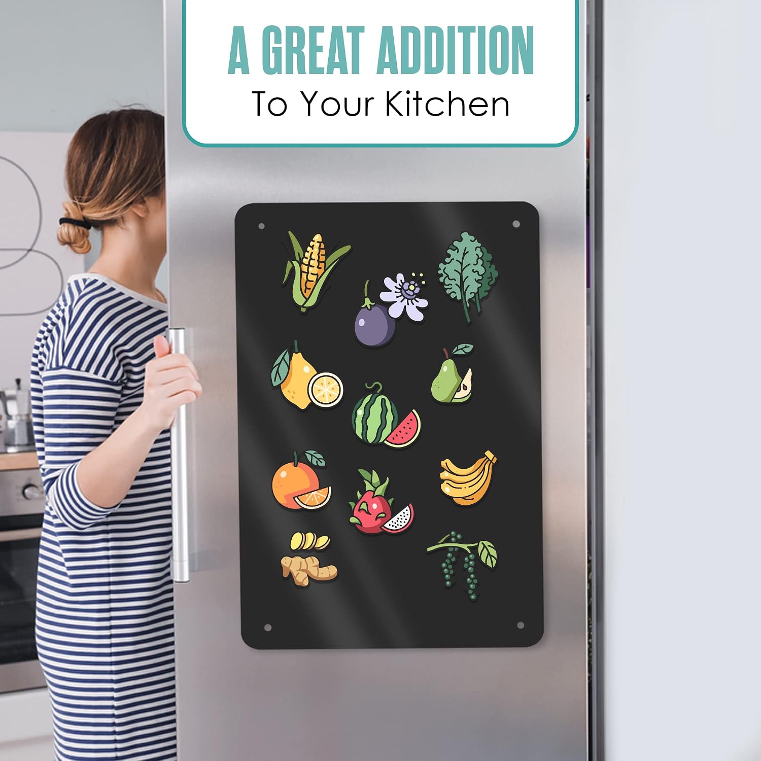 Houseables Magnetic Board, Magnet Display, Bulletin Panel, Black, 17.5" Wide x 12" High, Small, Metal, Steel Sheet, Heavy Duty, Decorative Memo, Dry Erase, for Wall, Refrigerator, Writing, Kids