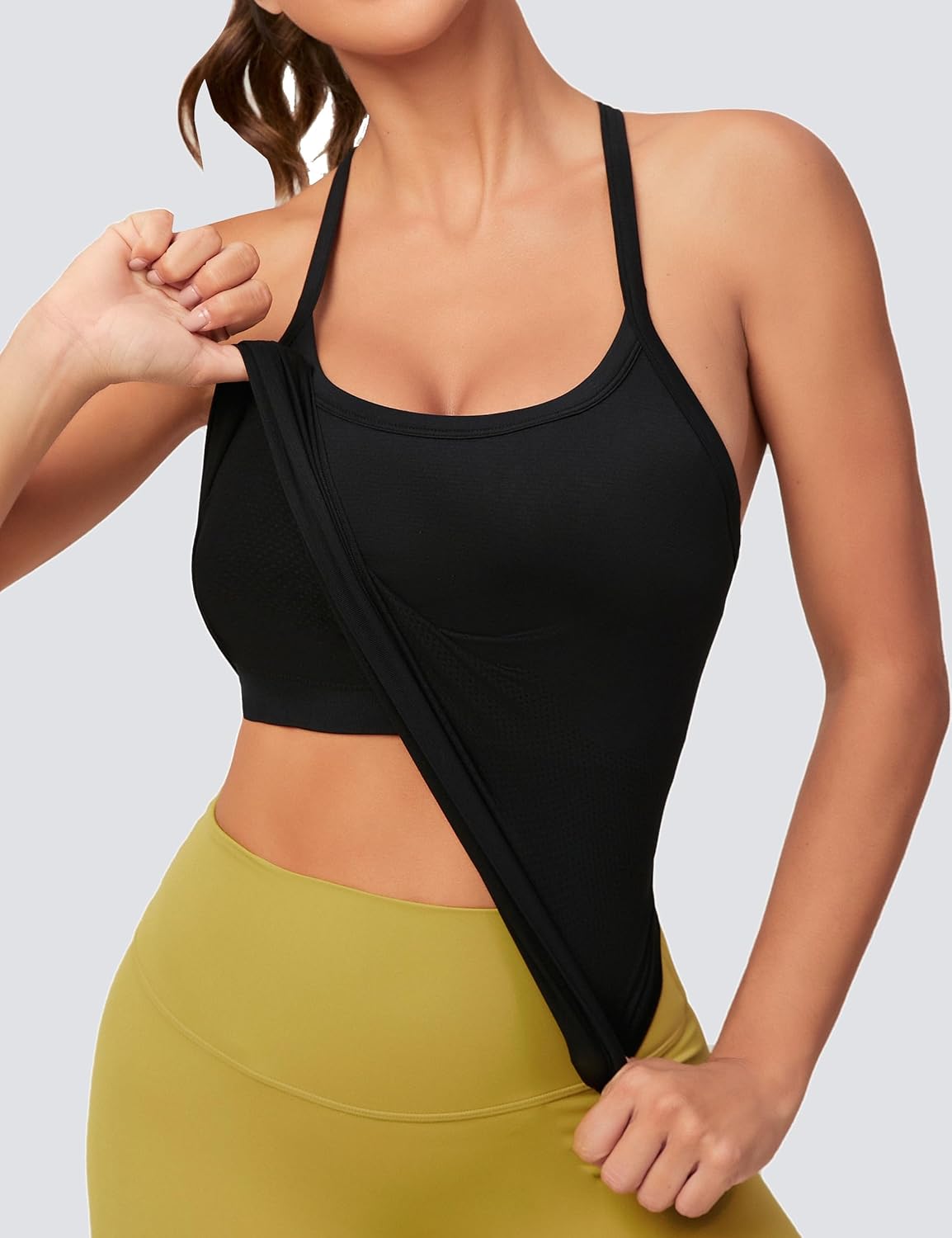 MathCat Workout Tank Tops for Women with Built in Bra, Sleeveless Gym Tops Seamless Racerback Athletic Yoga Shirts 2 Pack - Image 2