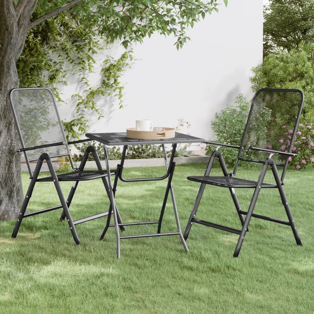 Stół ogrodowy 60 x 60 x 72 cm, rozciągliwy metal, antracytowy, wytrzymały stół do jadalni na taras, balkon i do ogrodu, trwały stół na patio