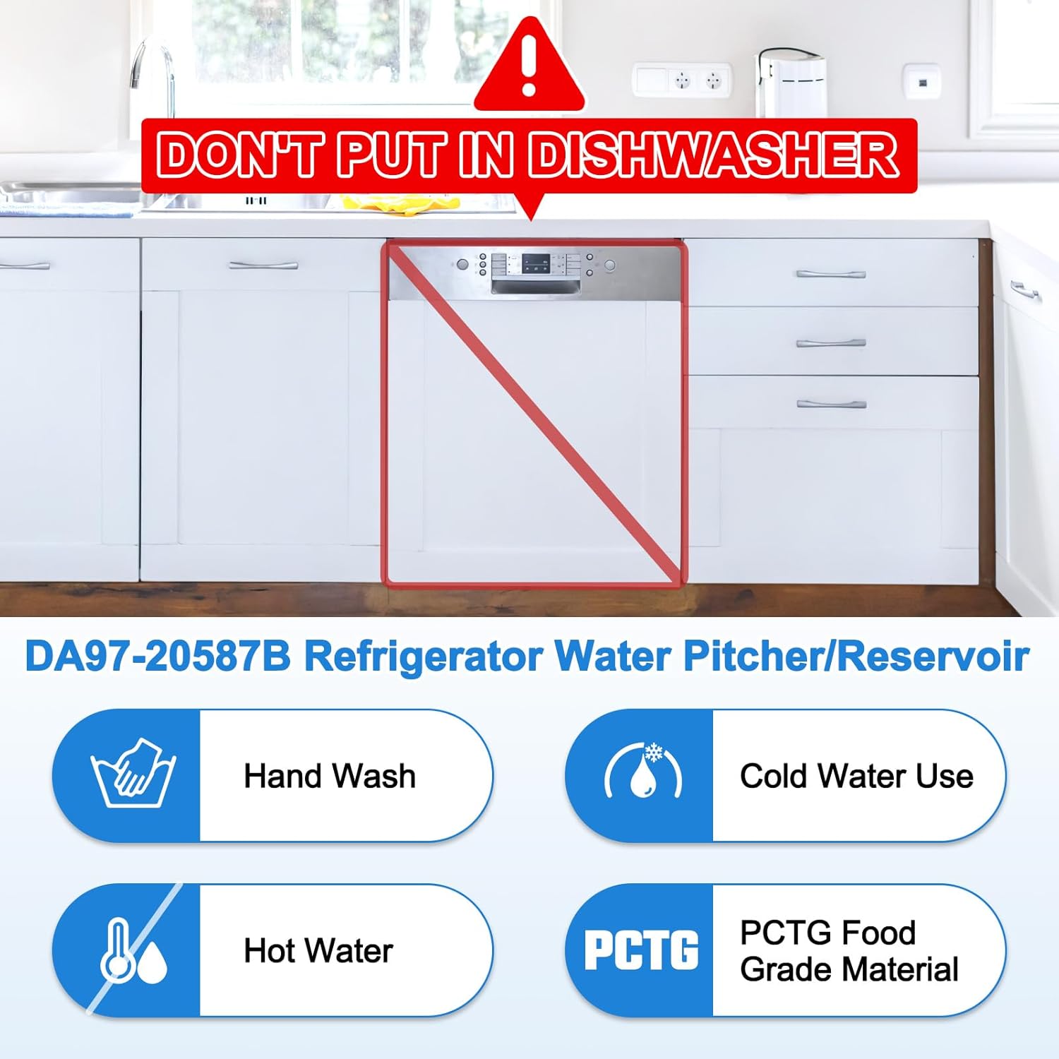 Upgraded DA97-20587B RF28T5021SR RF28T5021SG Water Pitcher Compatible with Samsung Water Pitcher for Fridge Door Replacement Leak-Proof Samsung Refrigerator Water Reservoir Water Jug Water Container