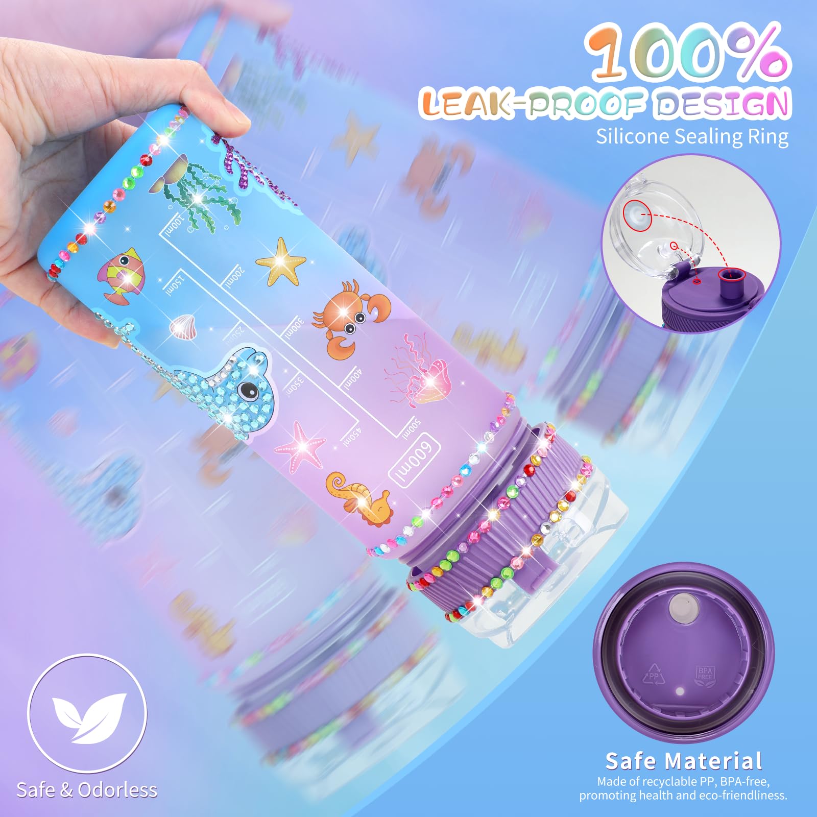 Decora tu propia botella de agua para niñas de 4 a 6 a 8 a 10 años, juguetes de sirena para niñas, manualidades de pintura, divertidos kits de artes y manualidades, regalos de cumpleaños y Navidad 6