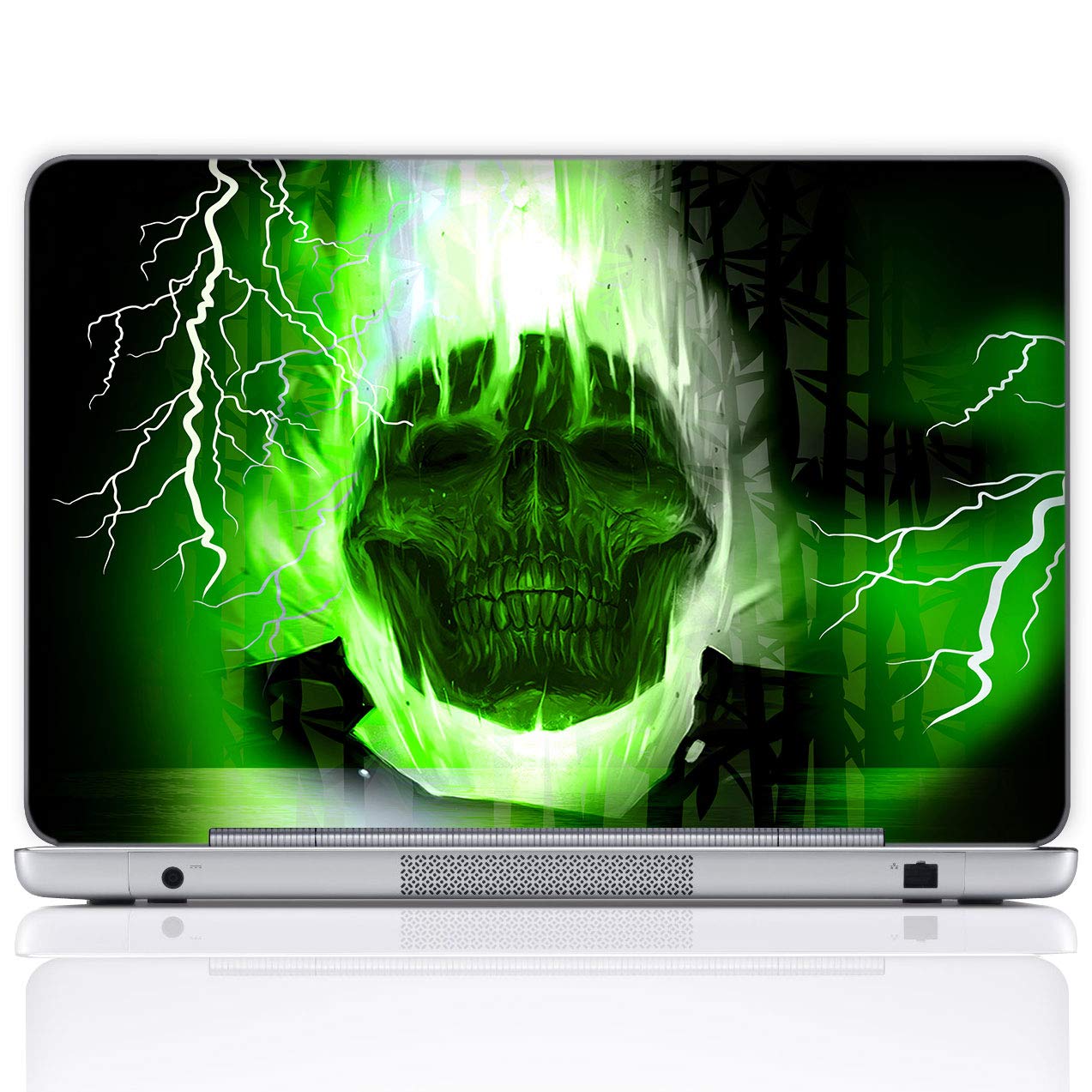 Meffort Inc15 15.6 Inch Laptop Notebook Skin Sticker Cover Art Decal (Included 2 Wrist pad) - Green Skull