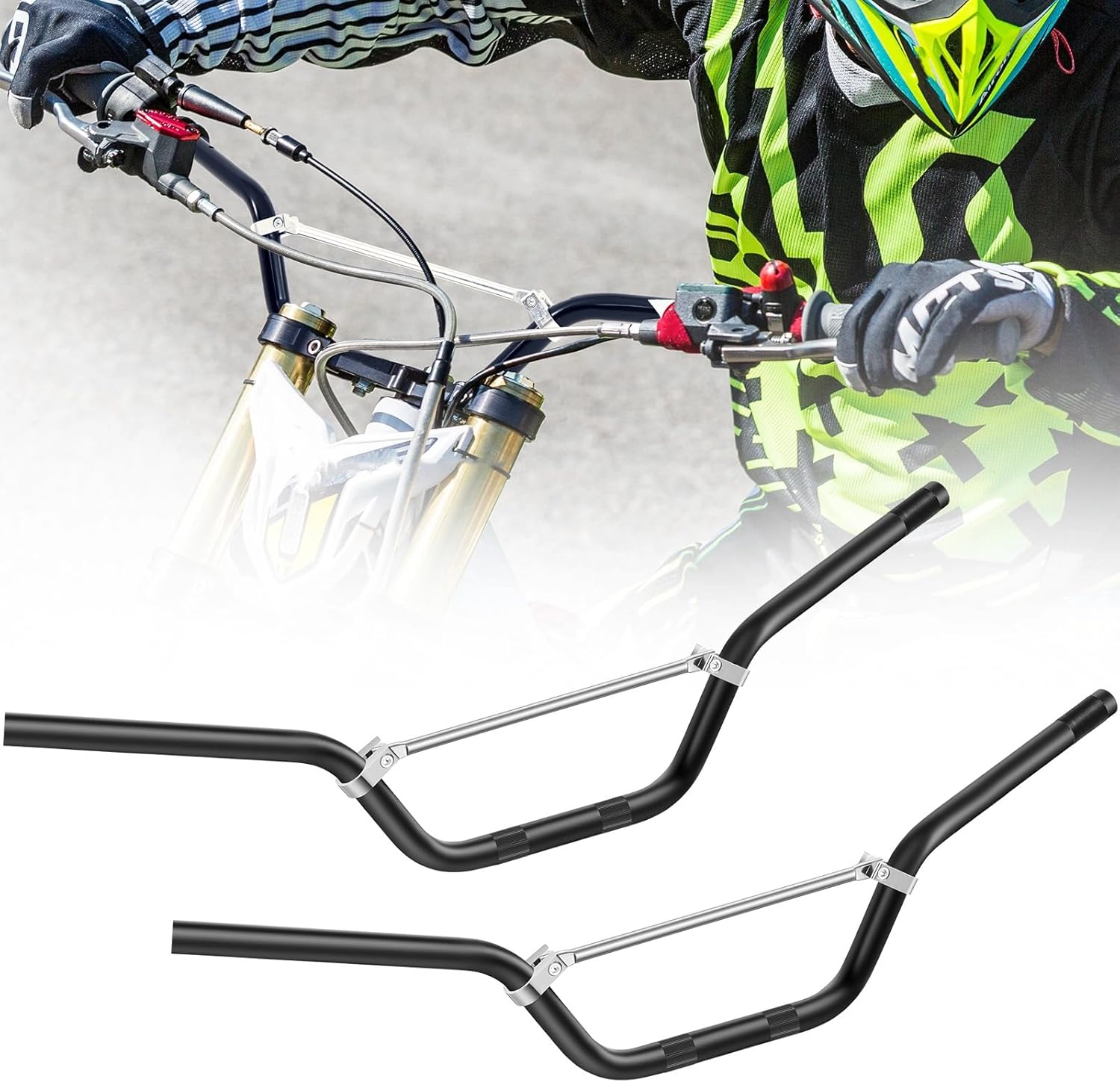 Datanly 2-Pack 7/8" 22mm Aluminum Dirt Bike Handlebars for ATV Motocross - Durable, Universal Fit with Foam Pads