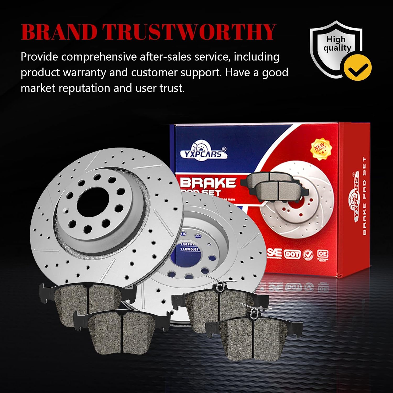 Ceramic Rear Brakes Pad and Rotors Drilled Slotted Vented Replacement Disc Brake Kits for Volkswagen Arteon 2019-2023/ Atlas Cross Sport 2020 2021 2022/ Atlas 2018-2022/ Golf R 2015 2016 2017-2019