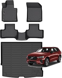 Jenofa-Floor Mats for Volvo XC60 2018-2025 2026 (Fit for T5 | T6)(Gas Only) Car Mats Cargo Mat Fit XC60 All Weather Non-Slip Waterproof Durable High Edge Protection Floor Liner Accessories Full Set
