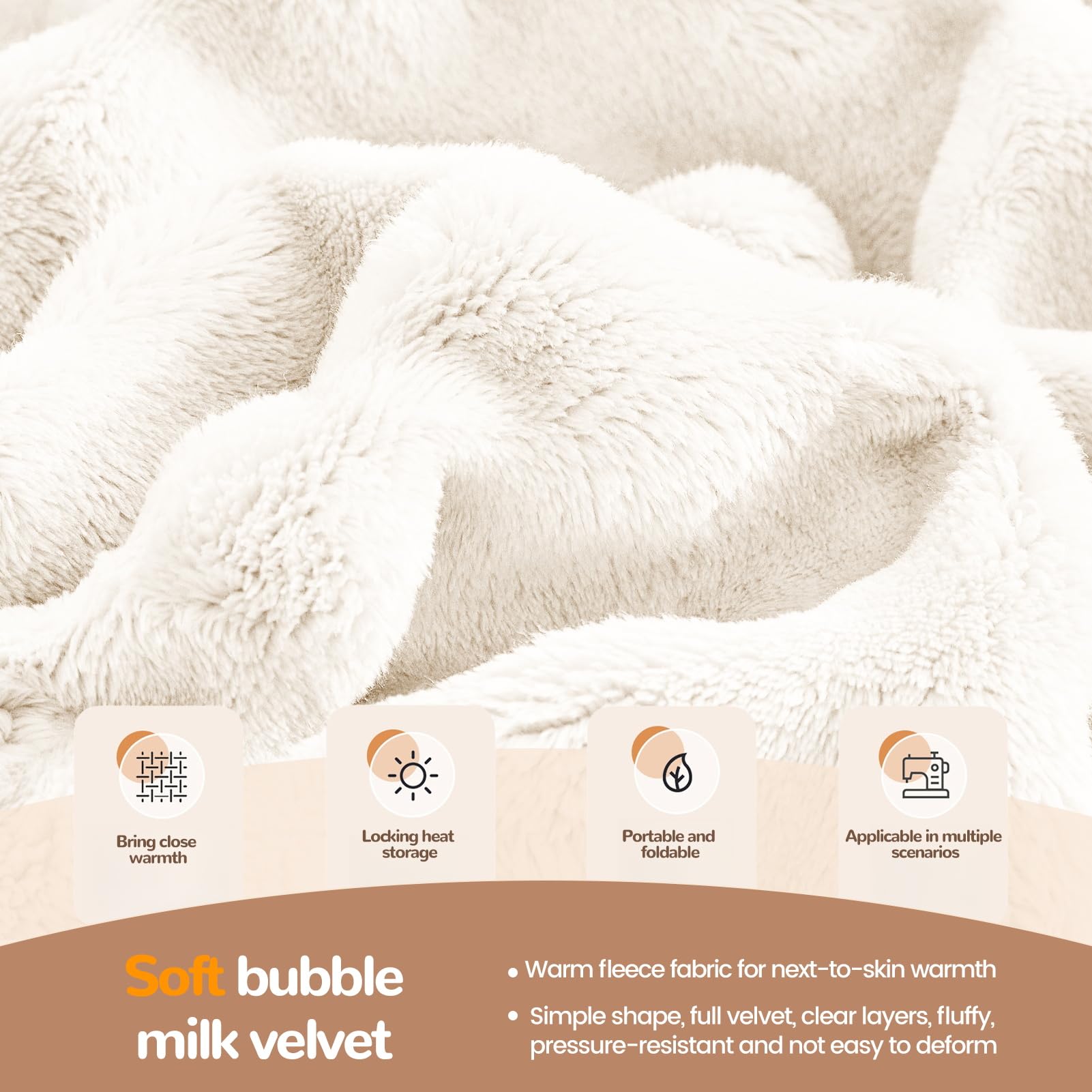 Coperta Pelliccia Coniglio Finta, Morbida Bolla Reversibile in Peluche Caldo Pile Soffice Coperta Per L'inverno Per Camera Letto, Divano, Bambini, Campeggio (Bianco,200 * 220cm)