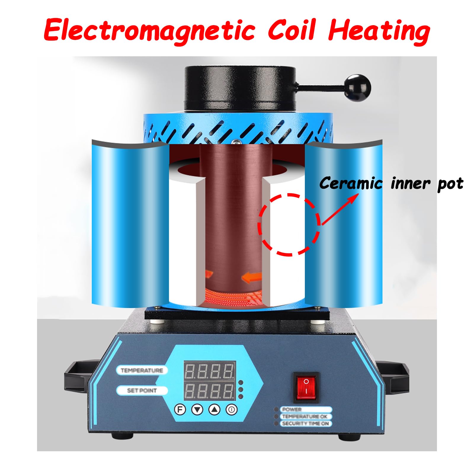 Horno de Fundición de Oro Eléctrico Digital 1150℃/2102℉ con Crisol de Grafito - Máquina Automática de Fusión para Joyería, Metal, Acero Inoxidable y Cerámica (1kg)
