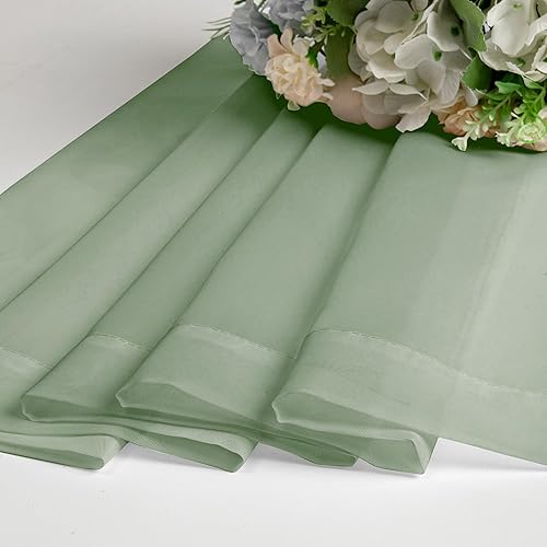 Miniatura 6 de Cortinas traslúcidas verde salvia de 63 pulgadas de largo, juego de 2 paneles para cocina de granja, elegantes tratamientos de ventana de gasa